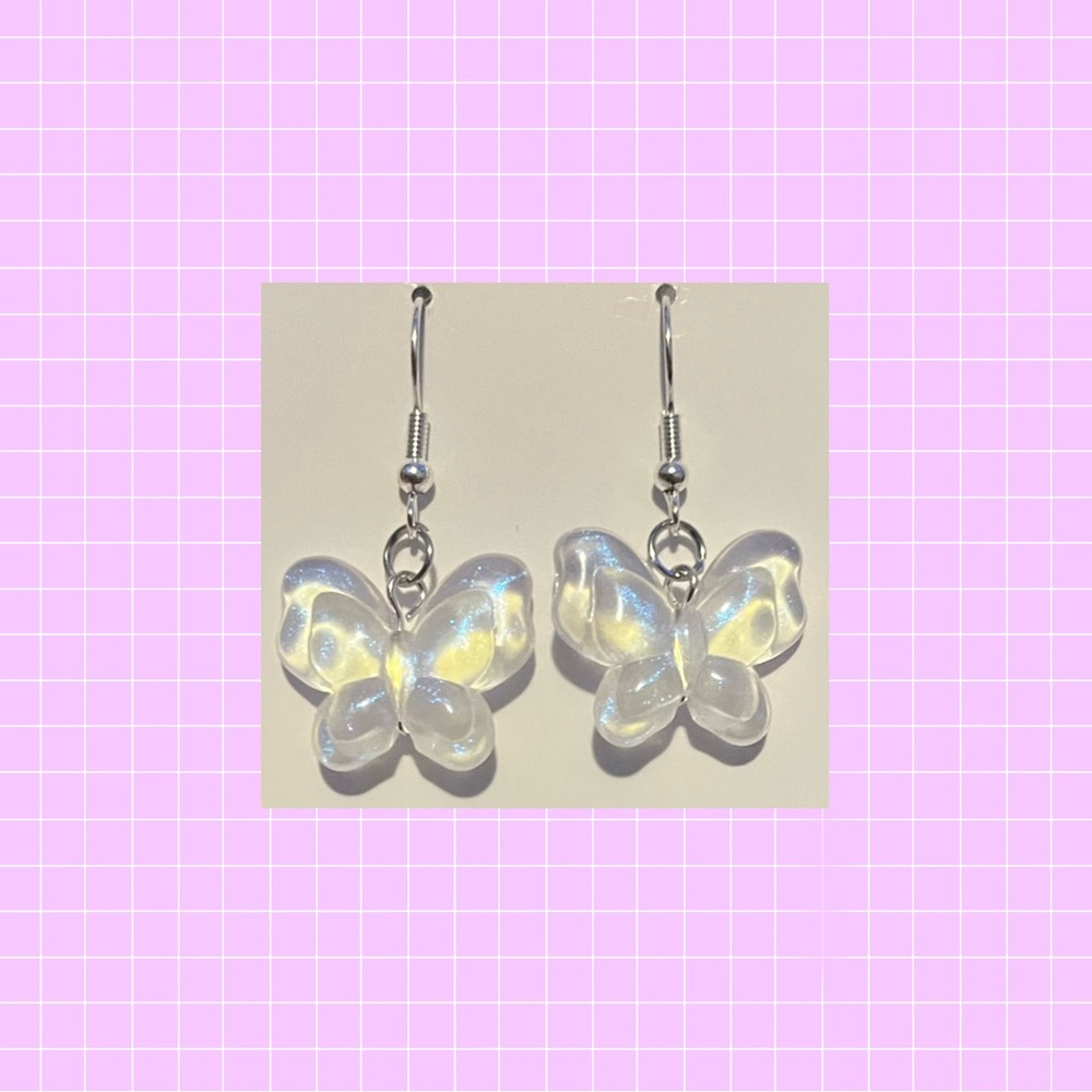 Iridescent butterfly earrings